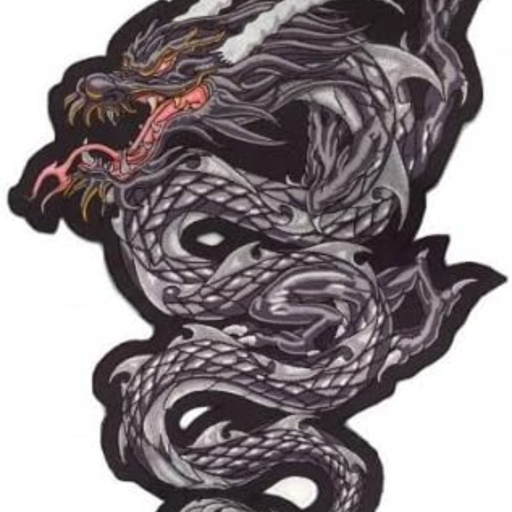 Lethal Threat Unisex Gray Dragon 12.5"x9" Patch, LT30073